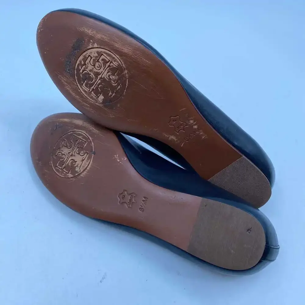 Tory Burch Navy Blue & Red Dakota Bow Flats | Size 8.5